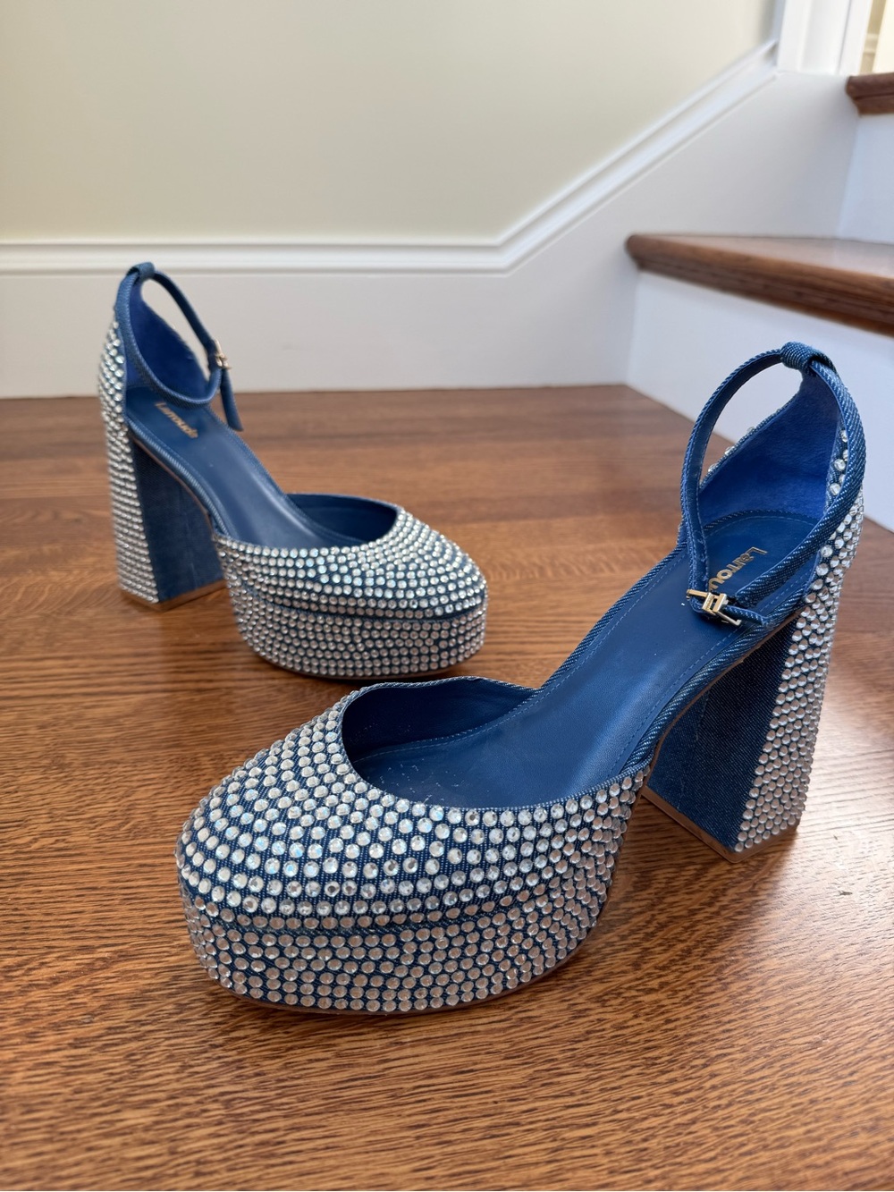 LARROUDE Ari Crystal Pumps Anthropologie Disco Y2K Bling Handmade Glam Party 10